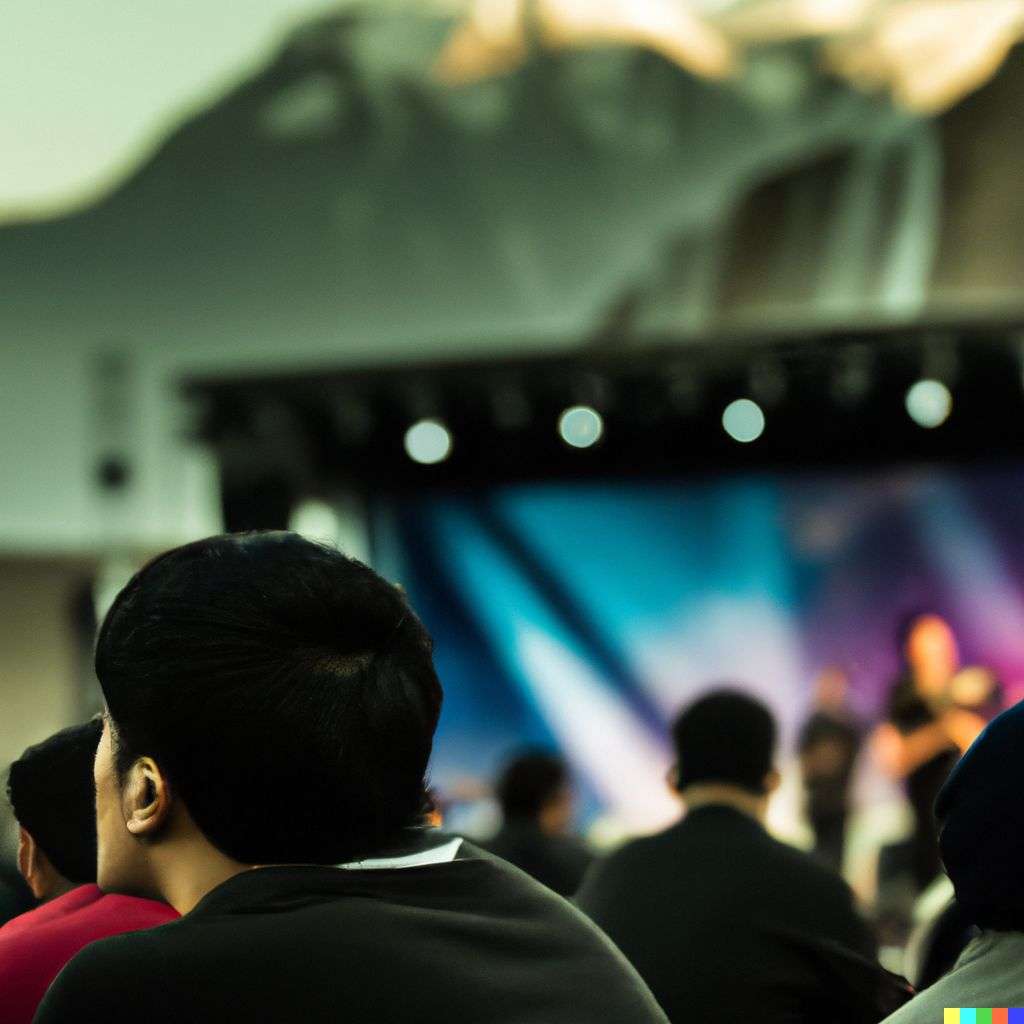 someone gazing at Mount Everest at a music concert